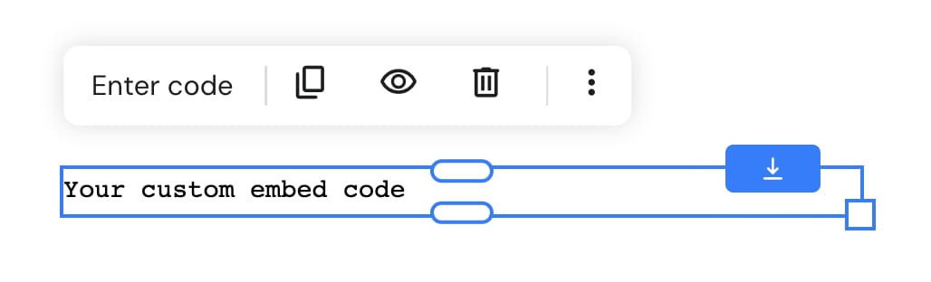 An embed code element and its editing options in Hostinger Website Builder