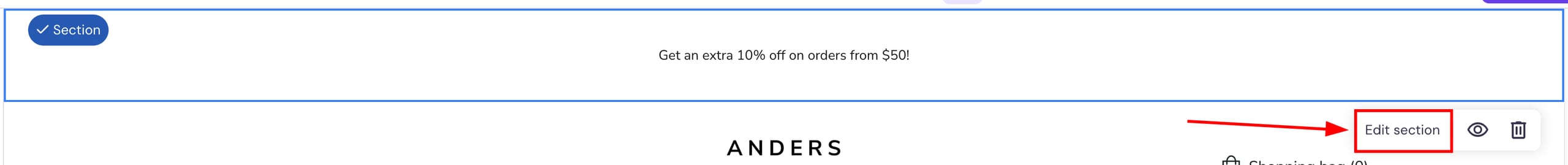Sticky banner settings in Hostinger Website Builder