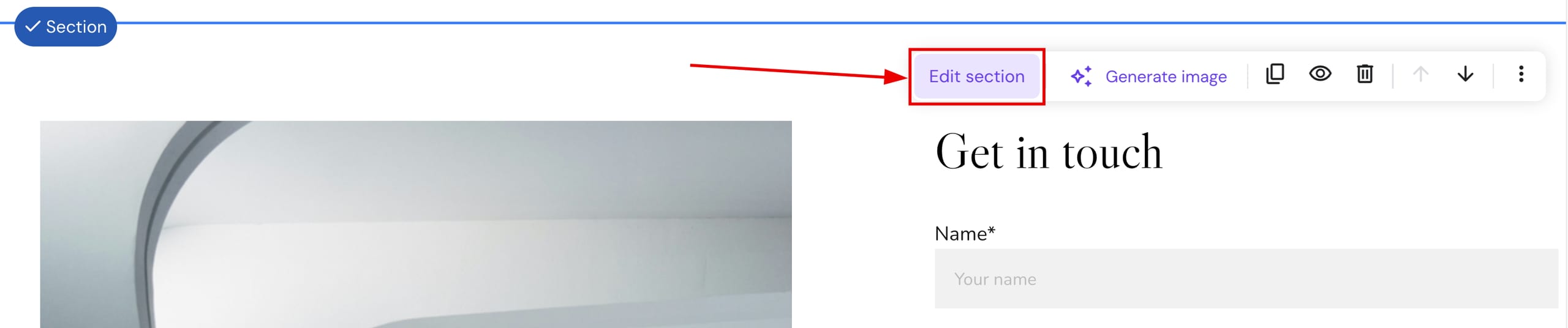 Section settings in Hostinger Website Builder