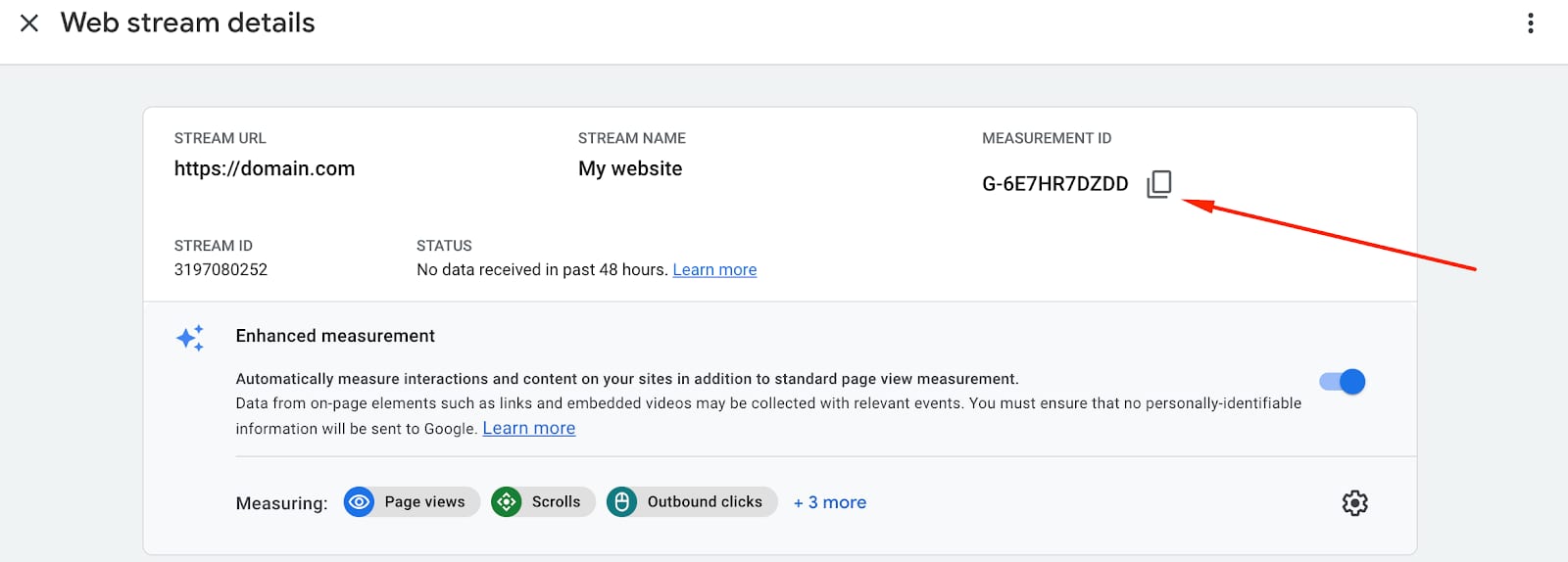 The necessary Google Analytics ID