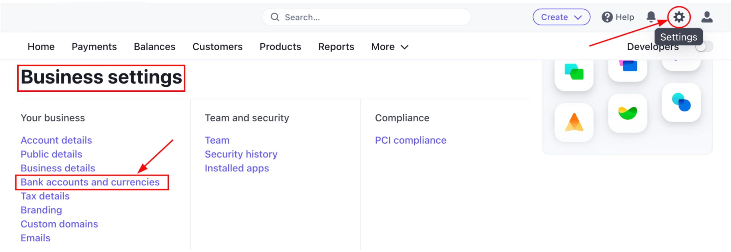Business settings in Stripe