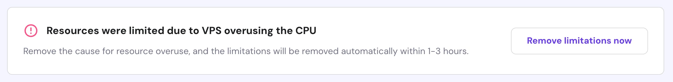 CPU limit banner