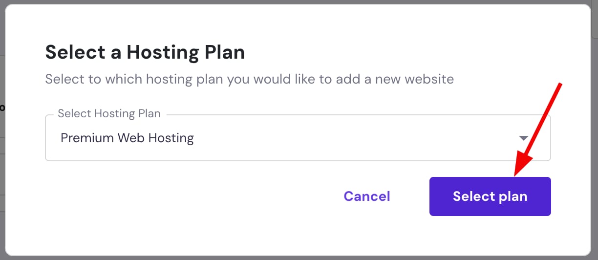Selecting a preferred hosting plan while duplicating a builder-based site at Hostinger