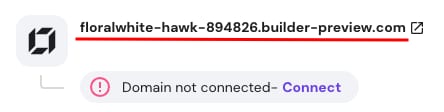 The randomly generated preview domain of a builder-based site