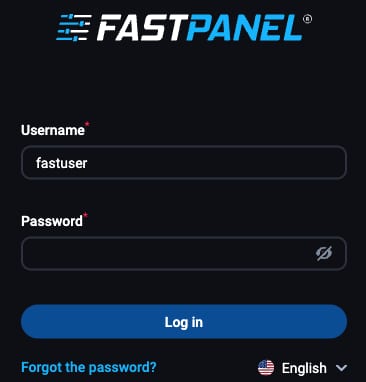 The FASTPANEL login page