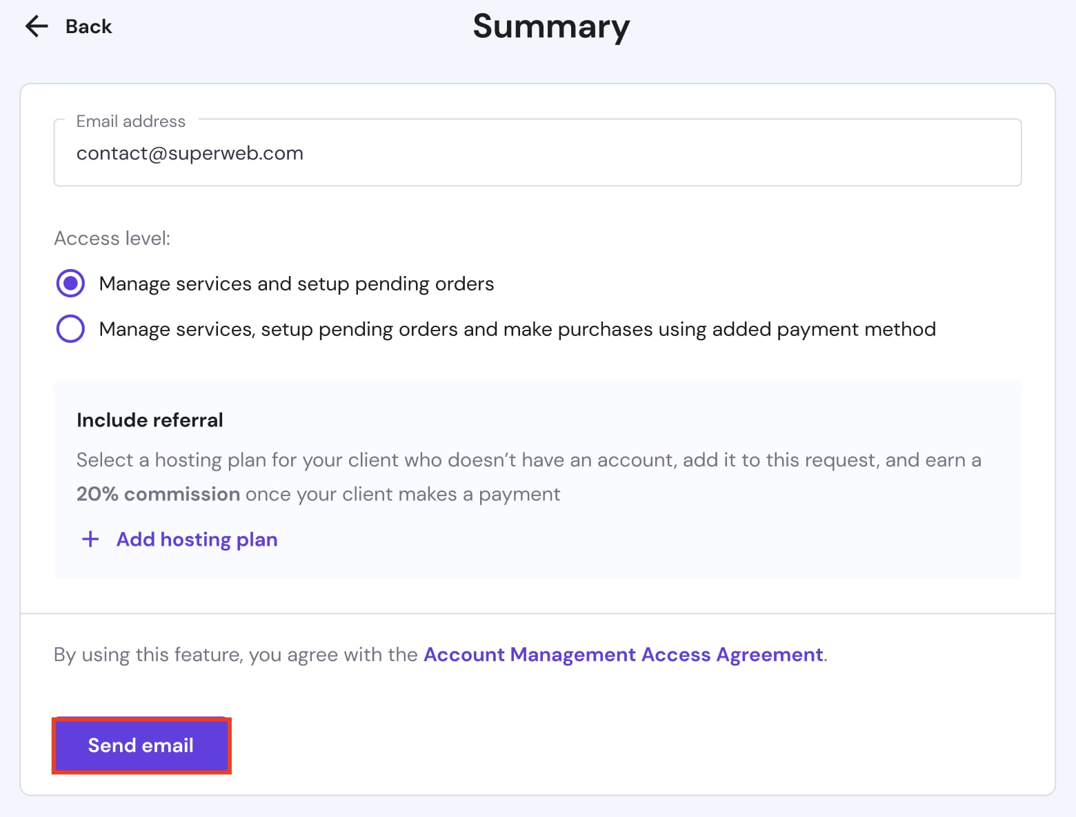 Requesting access to another Hostinger account
