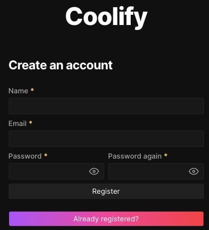 Coolify login screen