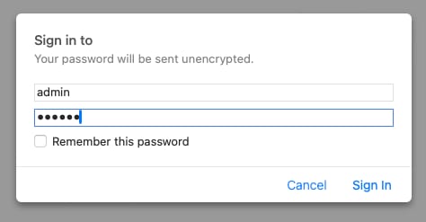 The Owncast login screen