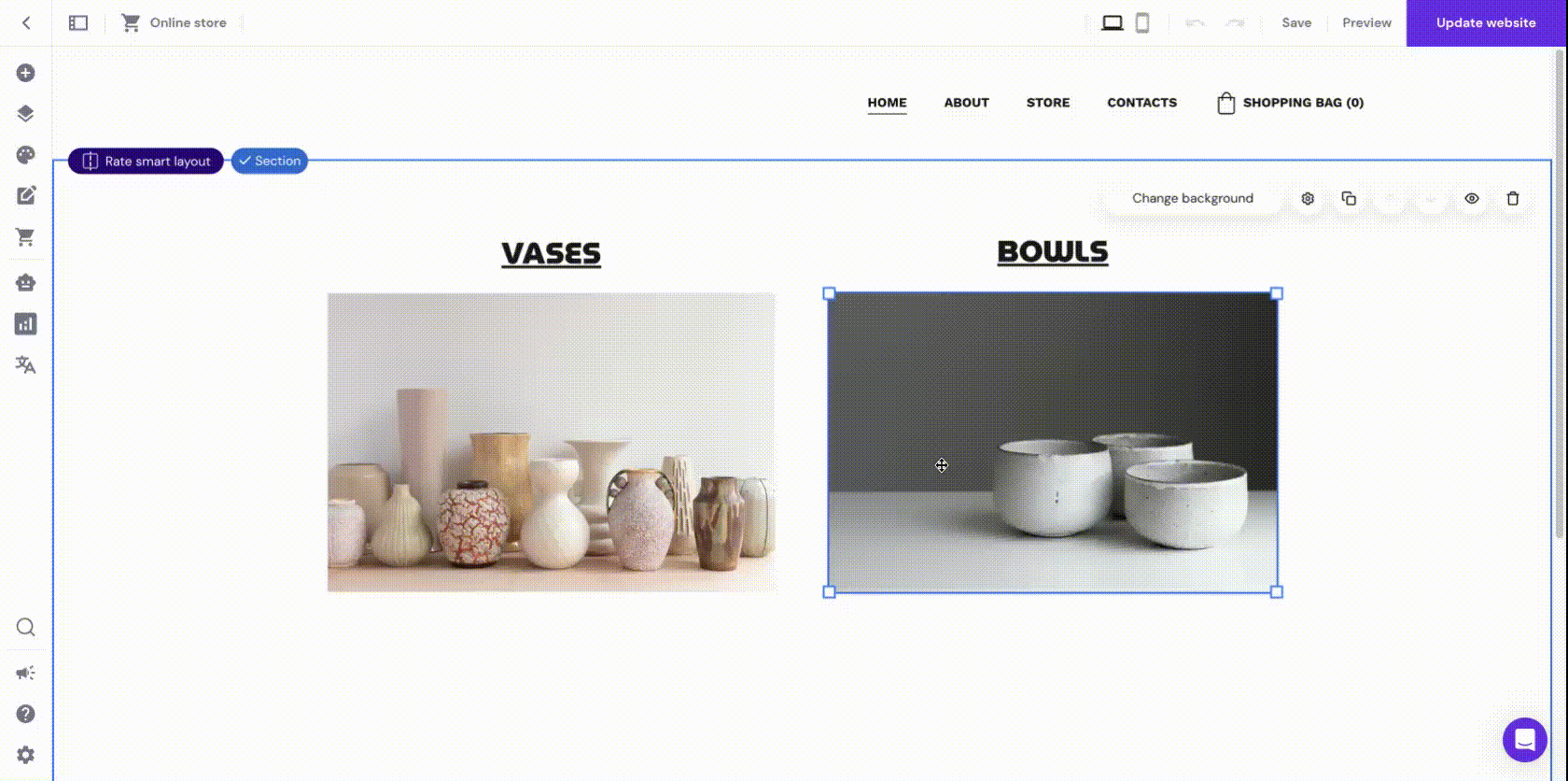 Using website elements to illustrate subcategories and linking them those elements with product subcategory pages