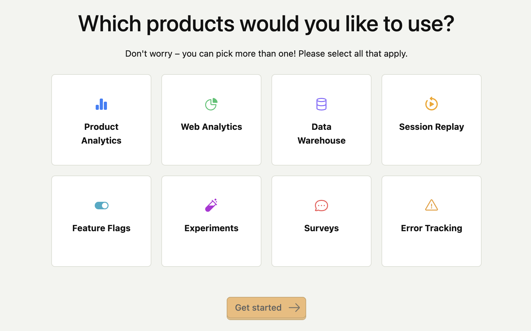 Product selection on self-hosted PostHog