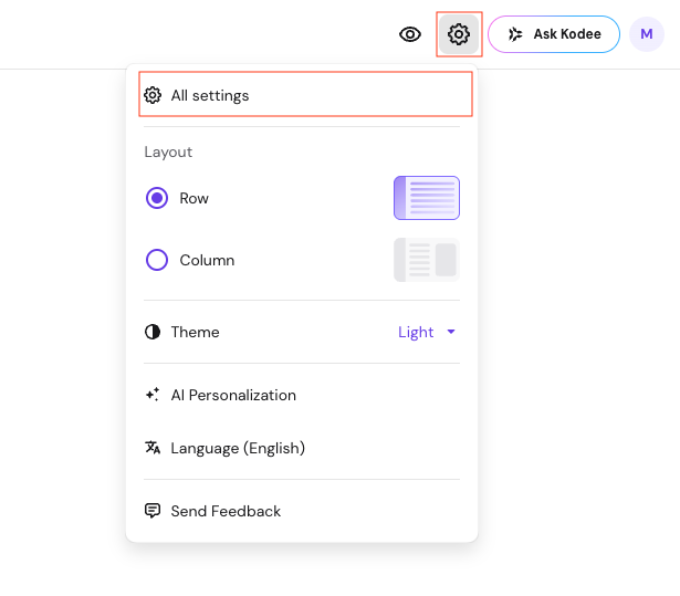 Navigate to All Settings page