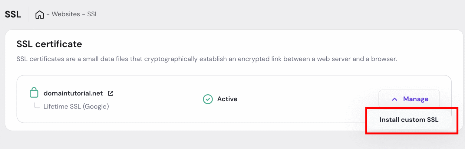 How to install a custom SSL on Agency plans