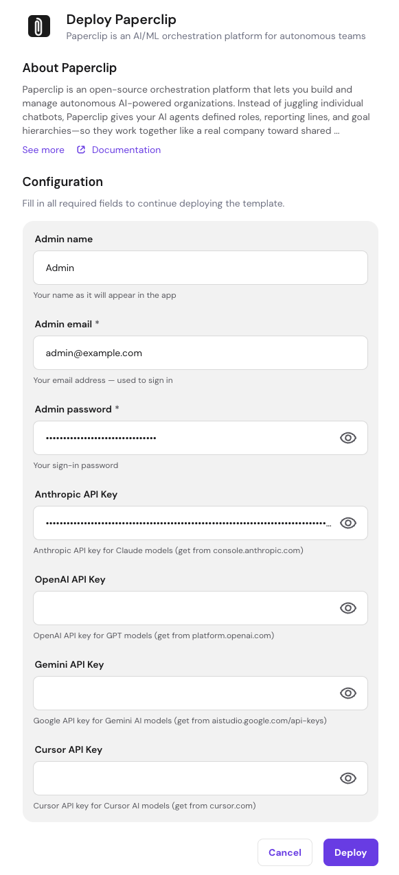 Paperclip deploy on Hostinger