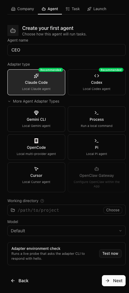 Paperclip create agent