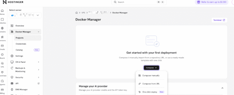 How to deploy a container with Hostinger VPS Docker manager