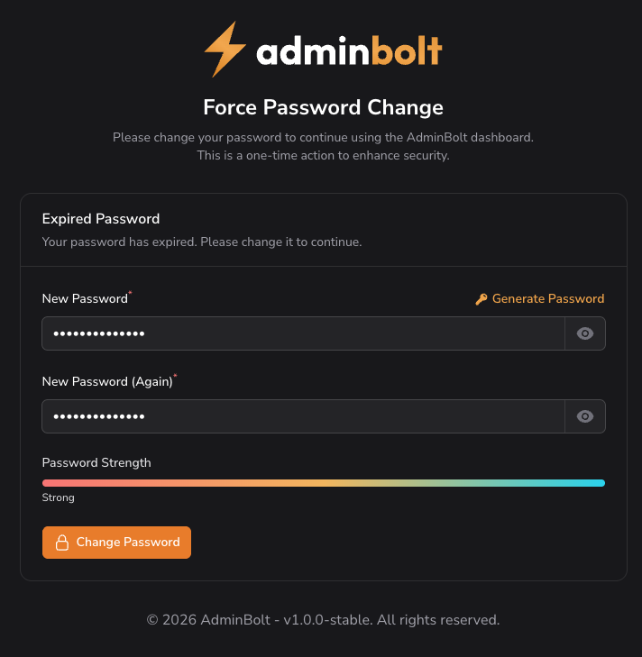 AdminBolt change password