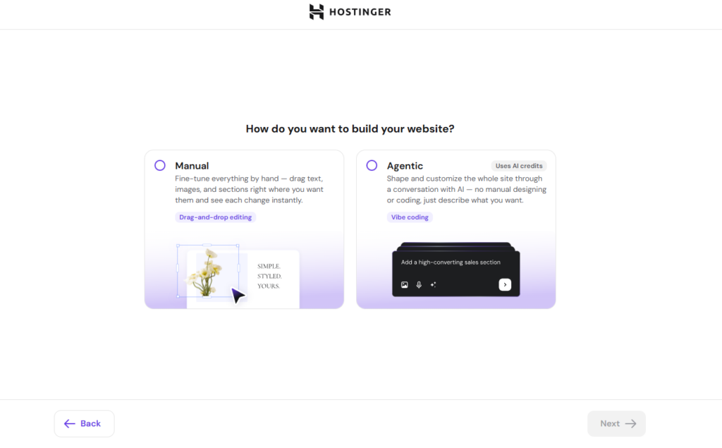 Hostinger AI Builder: Overview and features in agentic mode