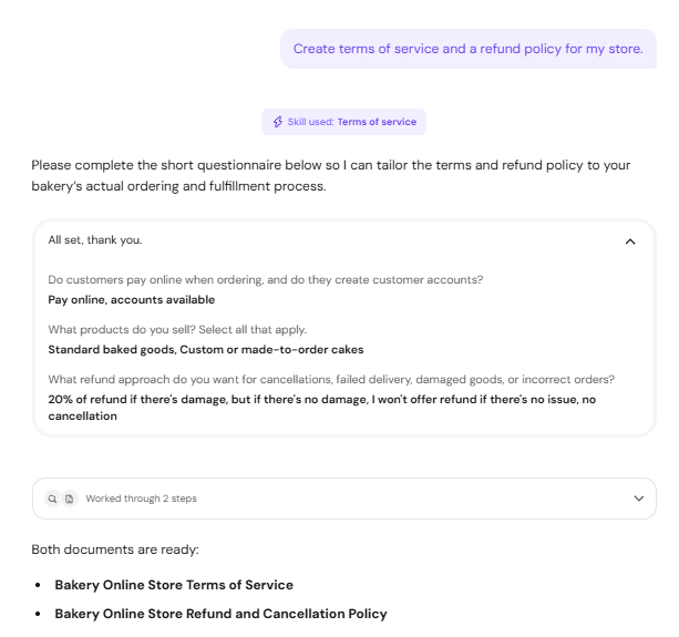 How to create legal pages with Hostinger Agent