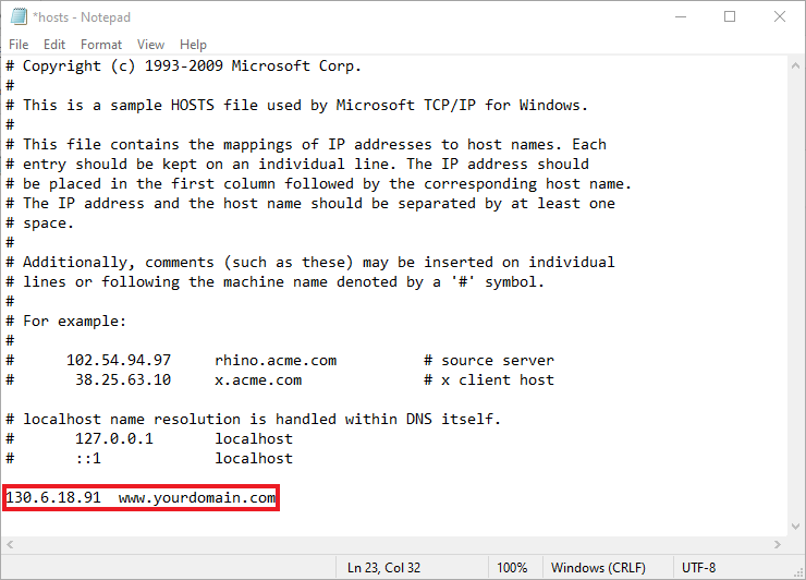 add following lines to hosts file