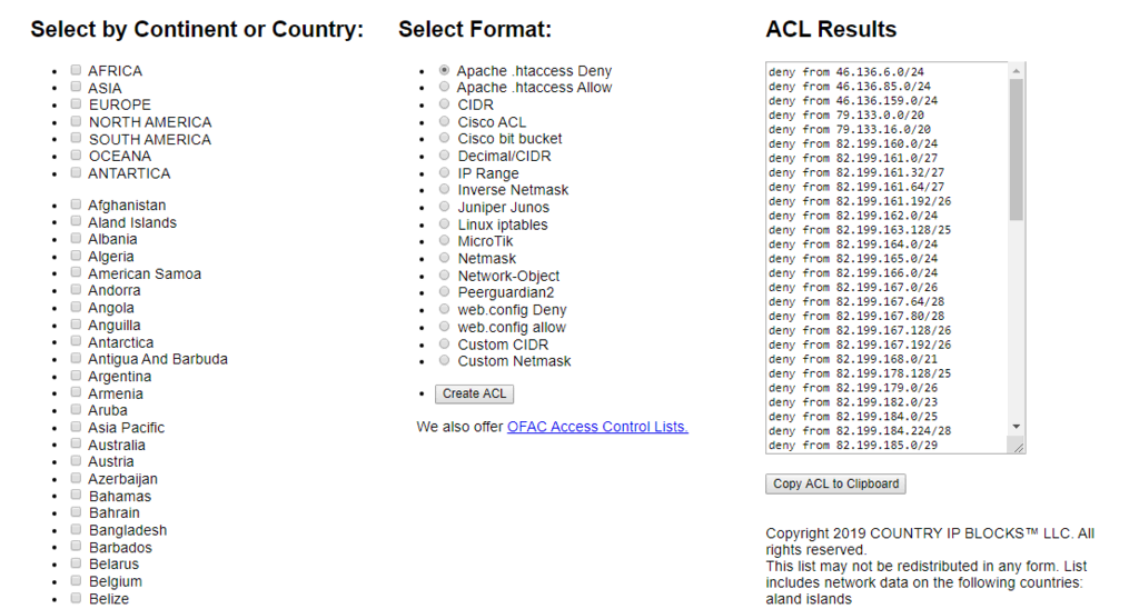 Allow or Block Countries Using Country IP Blocks