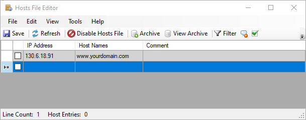 adding domains on the Hosts File Editor