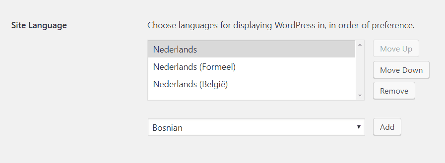 Language Preference List