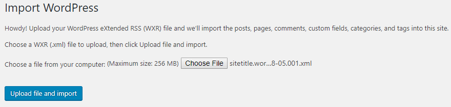 migrate-wordpress-xml-backup-via-importer-plugin