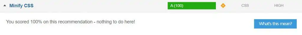 We will get the perfect score after we minify CSS