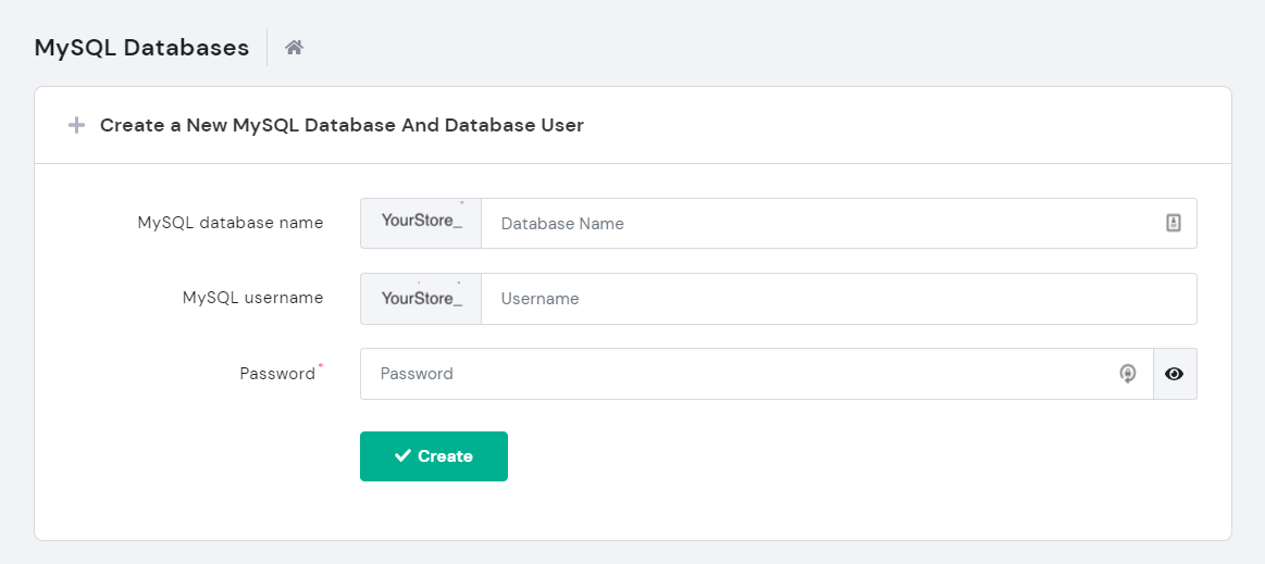 Screenshot showing how to fill in database details