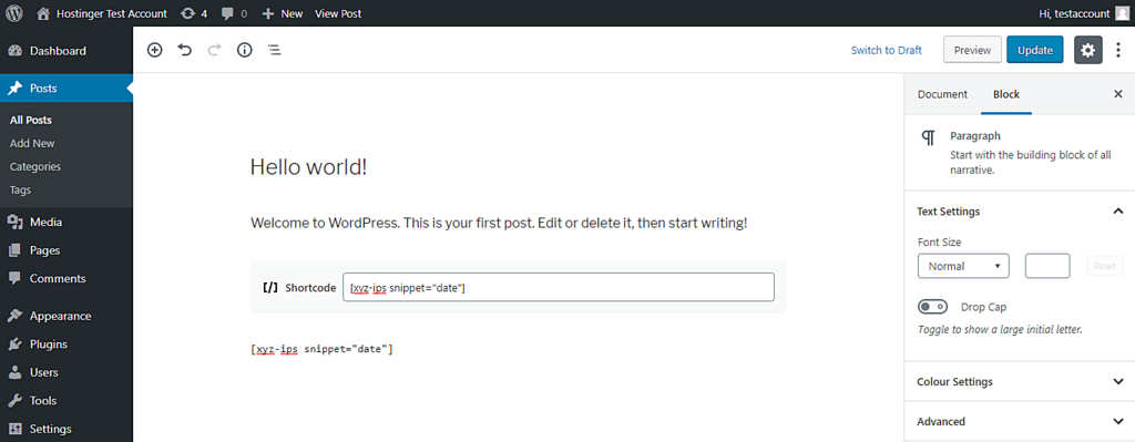 This image shows you how to add PHP code in WordPress post using the shortcode and code block in Gutenberg editor.