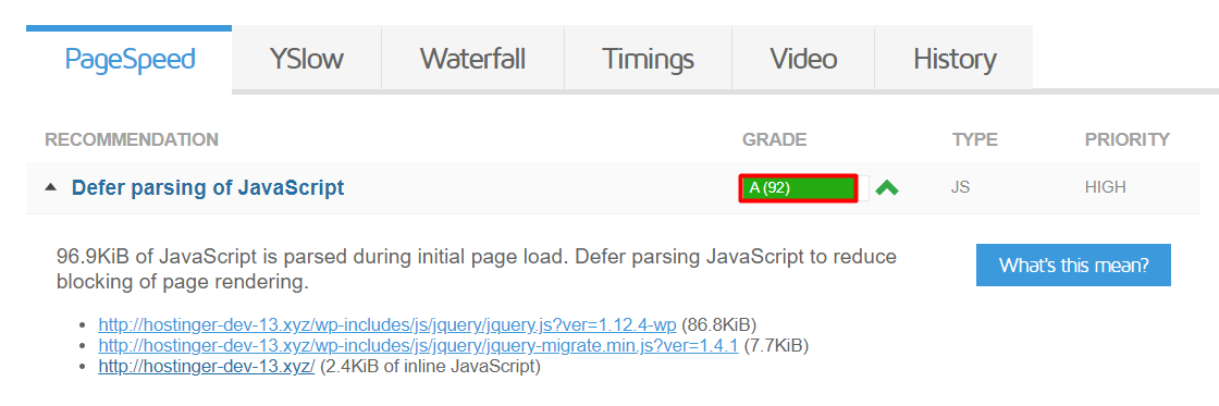 analyze defer parsing of javascript in gtmetrix