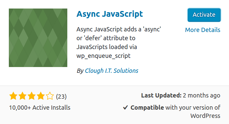 Async JavaScript plugin activation