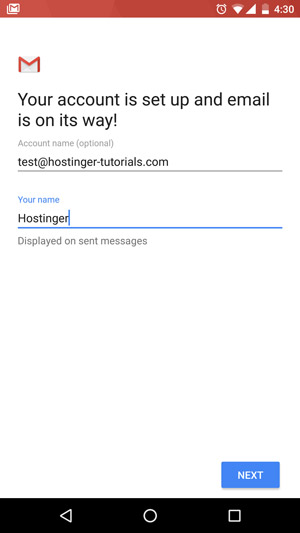 Android Email Setup Complete