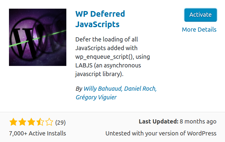 defer parsing of javascript via wp deferred js plugin