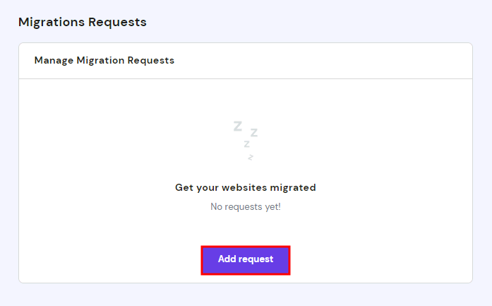 Hostinger's migration requests page