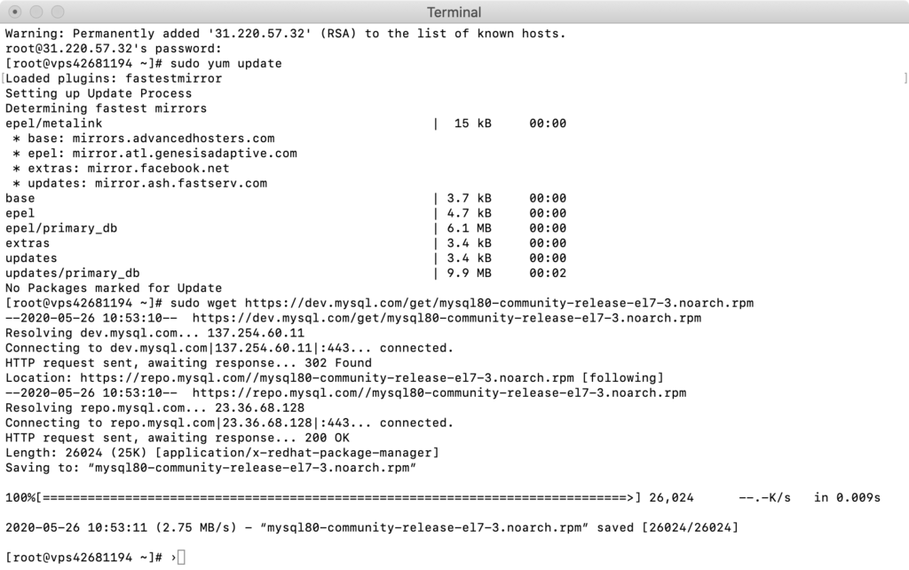 Tải MySQL 8 trên CentOS 7.