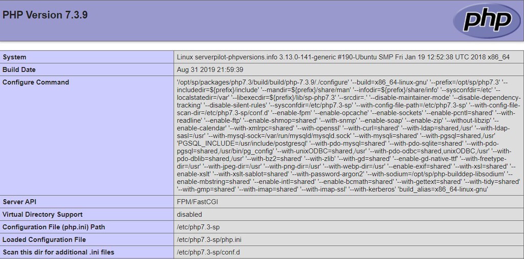 PHP test processing to prove PHP is installed