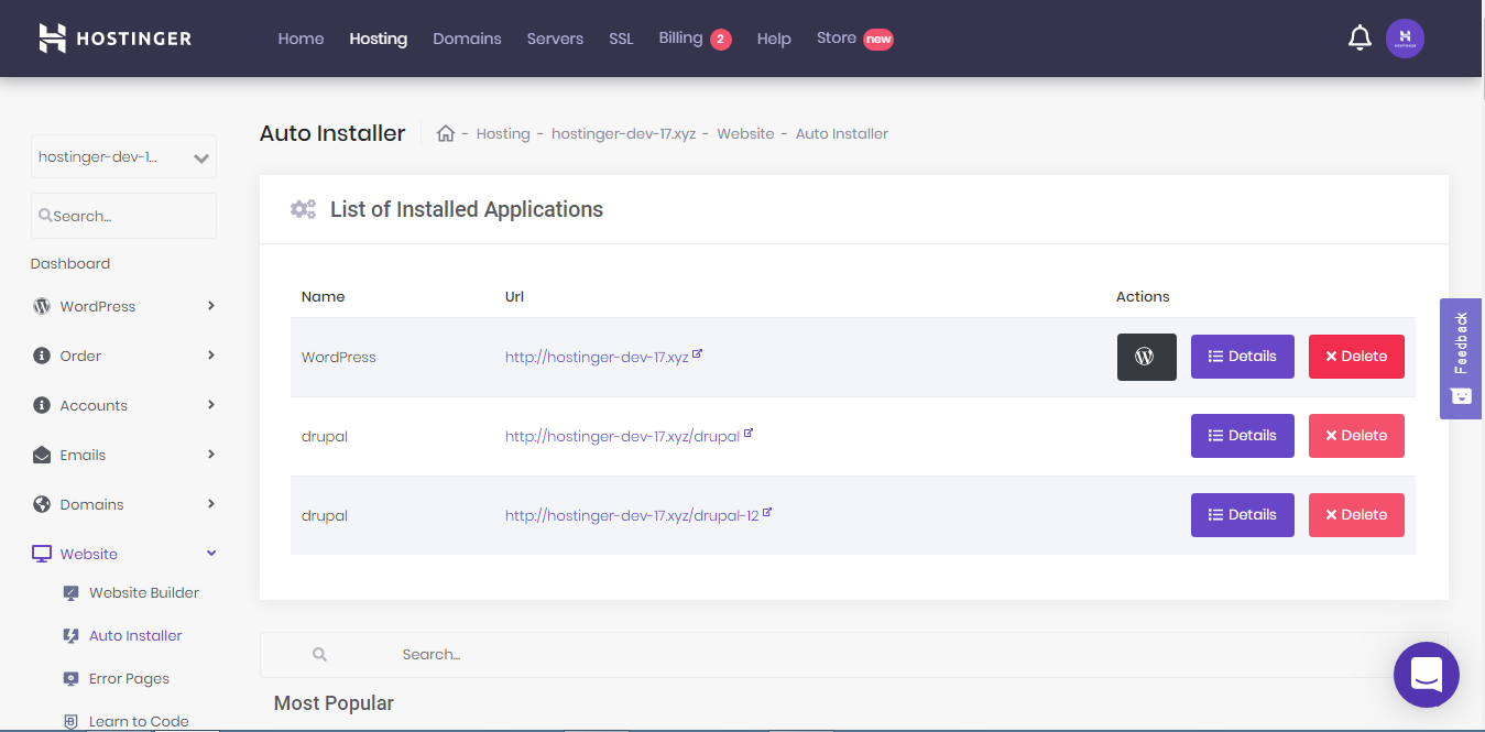 Uninstalling WordPress using Auto Installer