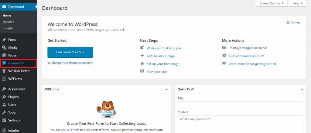How to remove all WordPress comments from the WordPress dashboard