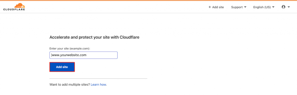 Adding a domain name on Cloudflare