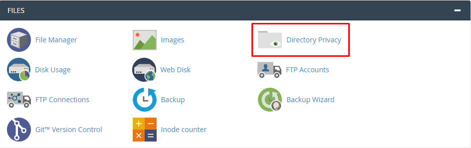 This image shows you the Directory Privacy tool in cPanel.