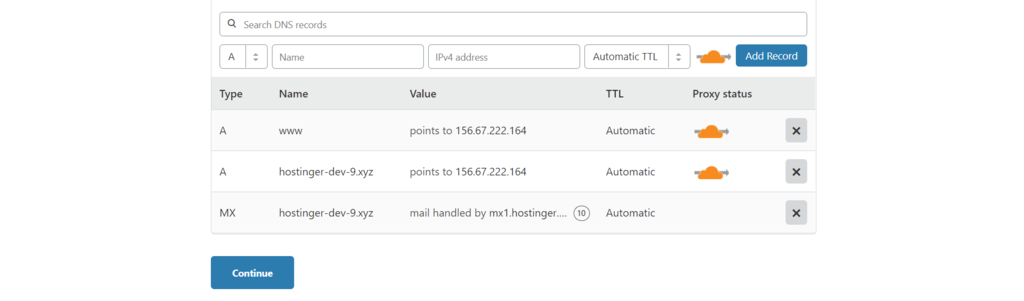 Cloudflare DNS records