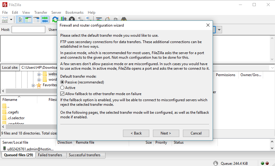 filezilla ftp ports to open in firewall