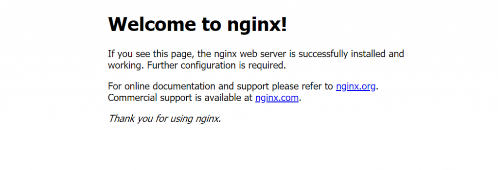 Nginx welcome page once Nginx is installed succesfully