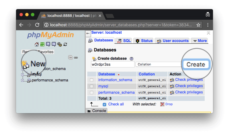 Membuat database untuk WordPress menggunakan phpMyadmin