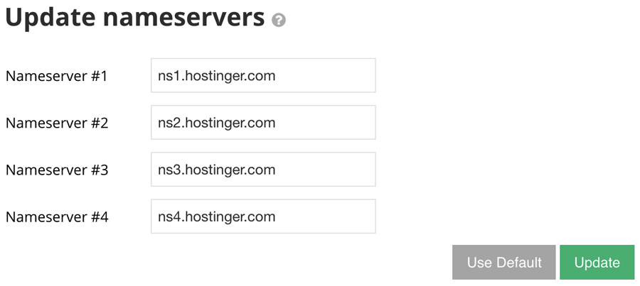 The section that lets you change the nameservers of a domain name