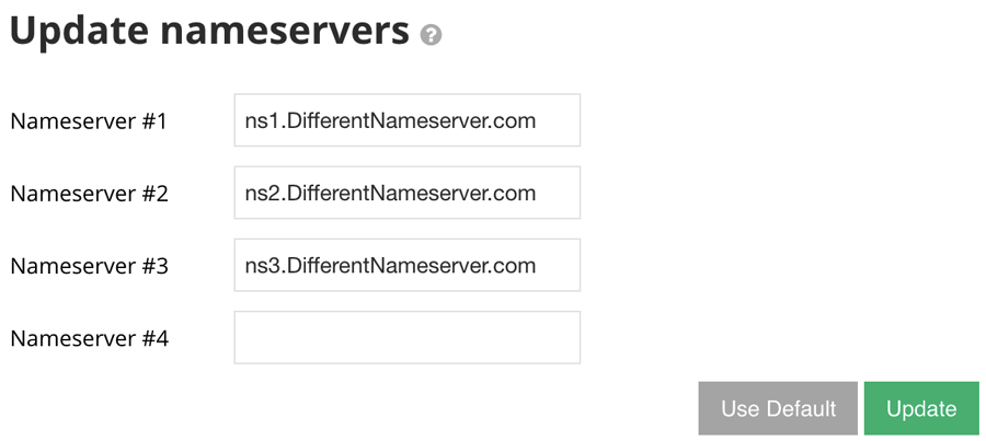 Changing nameservers to new values