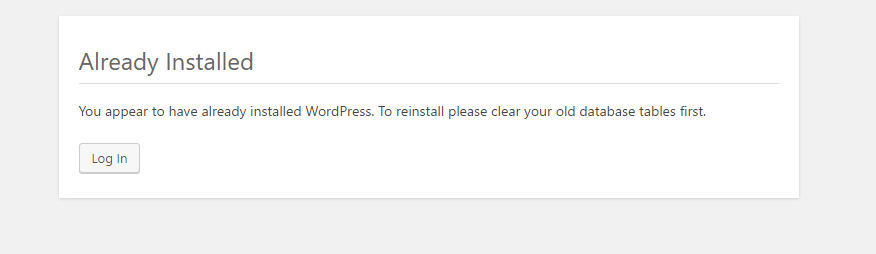 WordPress Already Installed