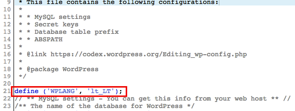 Editing wp-config.php file