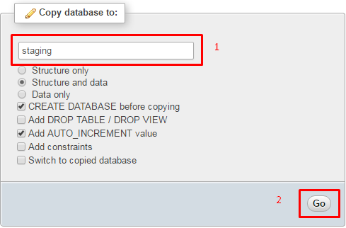 Specifying where to copy the database